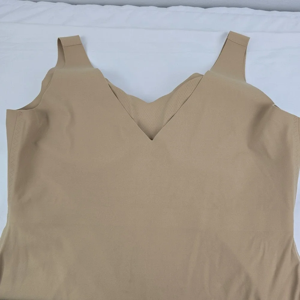 Honeylove LiftWear Tank Shapewear Camisole Women 1X Tan V-Neck Built-in Bra